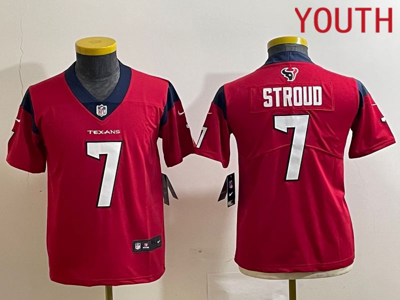 Youth Houston Texans #7 Stroud Red 2023 Nike Vapor Limited NFL Jersey style 1->->Youth Jersey